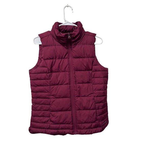 Lands' End Jackets & Blazers - Land's End Maroon Puffer Full Zip Mock Neck Winter Puffer Holiday Vest size s